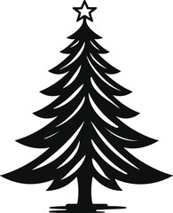 Christmas tree black and white symbols