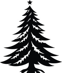 Christmas tree black and white symbols