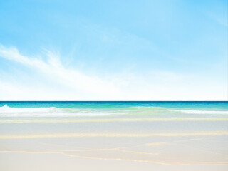 Sea Background Shore Blue Water White Sky Season Summer Tropical Ocean Beautiful Wave Seascape Vacation Smooth Wallpaper Island Outdoor Tropical Coast Sandy Nature Landscape Space for Travel Relax.