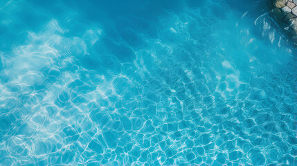 top view pure clean blue water pool, in summer