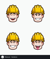 Construction Worker - Expressions - Relieved - Variations