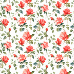 シンプルな水彩画、きれいでかわいい、バラのシームレス背景