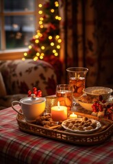 beautiful decorated christmas dining table - ai-generated