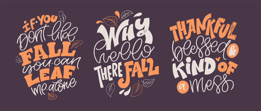 Cute hand drawn doodle lettering poster about fall, pumpkin spice, thankfull. T-shirt design, tee art, mug print, bag print.