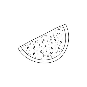 Watermelon coloring book. Vector illustration. Juicy watermelon doodle isolated on white background