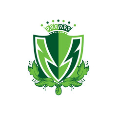 Shield organic green business, logo, design, brand identity, flat logo, company, editable, vector