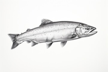 A vintage-style engraving illustration of a salmon, a delicacy from the sea, showcasing its marine beauty. - obrazy, fototapety, plakaty