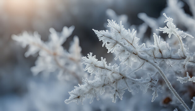 Beautiful background image of hoarfrost in nature close up