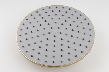 The brushed gold large panel shower head has a sleek design that enhances your bathroom. Its wide surface ensures great water coverage for a refreshing shower experience.