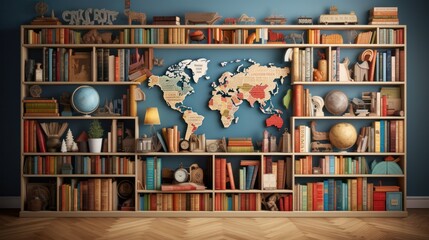 Multilingual Bookshelf - obrazy, fototapety, plakaty