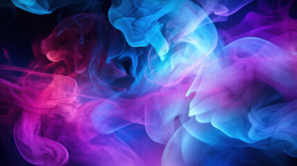 Fototapeta premium Purple and blue smoke on black background