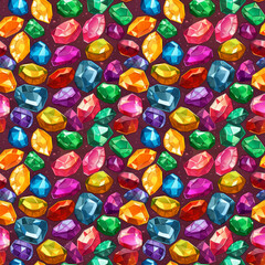 たくさんの宝石　シームレスイラスト