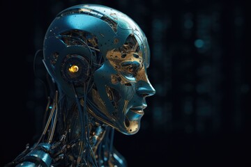 AI tech robotics human brain concept for machine learning