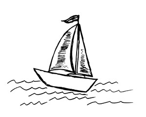 Black outline of a boat on a white background