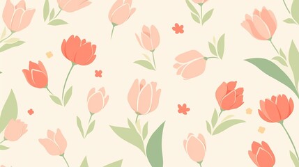 Fototapeta na wymiar Colorful hand drawn tulip flower cartoon background