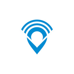 Communication digital destination map pin connection business, logo, design, brand identity, flat logo, company, editable, vector