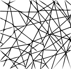 Black and white illustration of molecular structure, network plexus, line pattern, geometric shapes