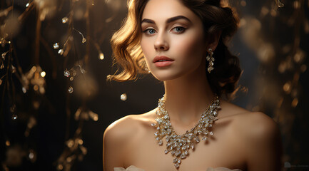  an beautiful woman in gold jewelry