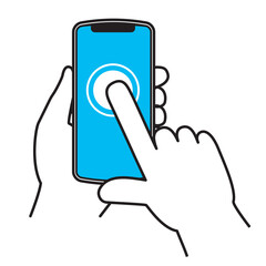 一本指のタップ　スマートフォンを操作する手のジェスチャーのシンプルなイラスト・アイコン