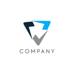 Triangle tick technology business, logo, design, brand identity, flat logo, company, editable, vector