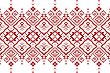 Red Cross stitch colorful geometric traditional ethnic pattern Ikat seamless pattern abstract design for fabric print cloth dress carpet curtains and sarong Aztec African Indian Indonesian
