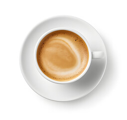 a cup of coffee in white background ai generative