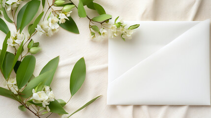 Spring background with green envelope