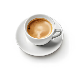 a cup of coffee in white background ai generative