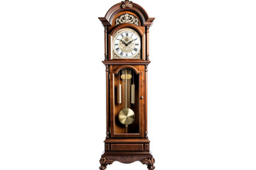 Elegant Vintage Pendulum Clock Isolated on Transparent Background - obrazy, fototapety, plakaty