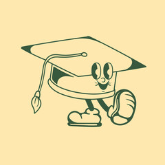 Vintage character design of graduation hat