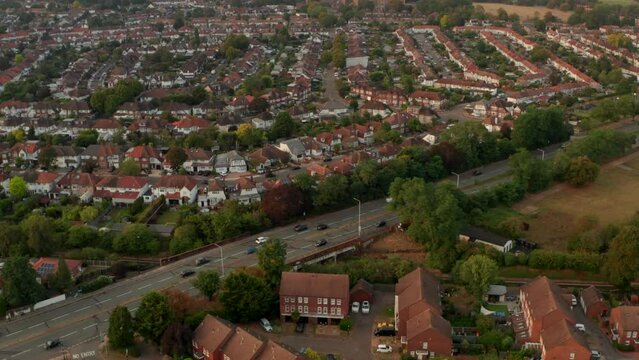 Low aerial shot over residential Hounslow