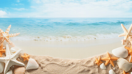 Fototapeta na wymiar Summer holiday on tropical sea sandy beach