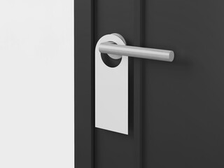isometric White Blank Door Hanger on a Door Handle 3D Render Mockup