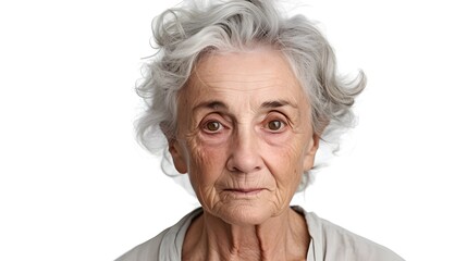 Portrait of Old woman isolated on white background