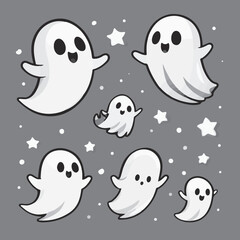 Halloween seamless pattern with ghosts