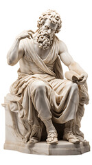 Fototapeta na wymiar Marble Sculpted Philosopher Isolated on Transparent or White Background, PNG