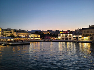 Twilight view of a European town