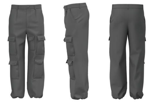 Men's cargo pants isolated. Mockup of plain cargo. Pants for daily activities cargo, menswear. Modern fashion