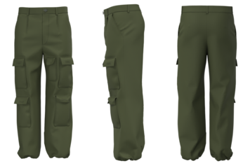 Men's cargo pants isolated. Mockup of plain cargo. Pants for daily activities cargo, menswear. Modern fashion