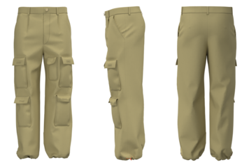 Men's cargo pants isolated. Mockup of plain cargo. Pants for daily activities cargo, menswear. Modern fashion