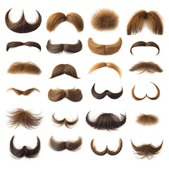 Moustache Variety Isolated on Transparent or White Background, PNG - obrazy, fototapety, plakaty