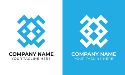 Corporate creative modern minimal monogram business logo design template
