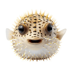 Fototapeta premium Expanded Spines of a Puffer Fish Isolated on Transparent or White Background, PNG