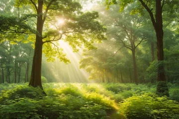 Rolgordijnen morning in the forest © Chau Tan