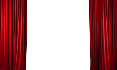 Red curtain on theater or cinema stage open with copy space. AI generated - 659364460