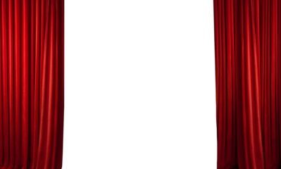 Red curtain on theater or cinema stage open with copy space. AI generated