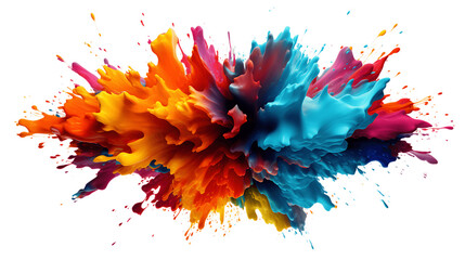 Fototapeta na wymiar Colorful Artistic Paint Burst Isolated on Transparent or White Background, PNG