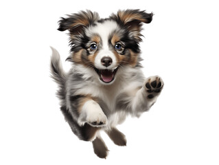 Prancing Puppy Isolated on Transparent or White Background, PNG
