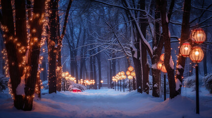 winter forest in the night