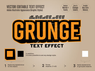 Editable Text Effect ダメージ感のあるグランジの効いたタイトルロゴスタイル - Title logo style with a distressed grunge feel細め、太め、丸みのある書体、ゴシックでもセリフでも、どんな書体でもレトロでアンティークな印象に。ベースのデザインを調整することも可能。どんなタイトルロゴもダメージ感のあるグランジの効いたデザインに。 - obrazy, fototapety, plakaty
